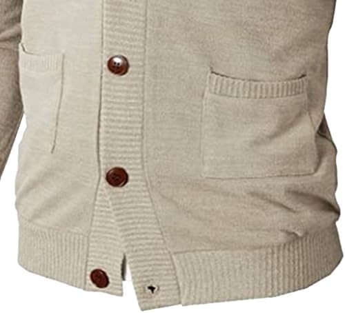 Mens Casual Open Front Long Sleeve Button up V-Neck Knitted Sweaters Causal Slim Fit Cardigans Pocket