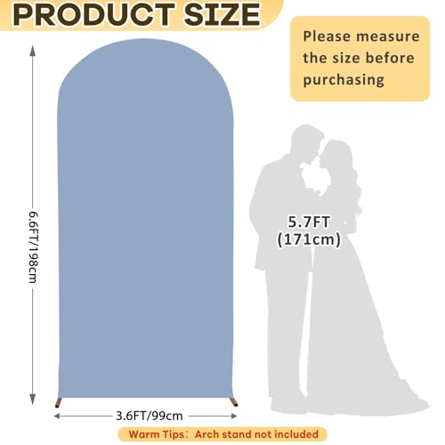 ROMANKAS 6.6FT Wedding Arch Cover Dusty Blue Spandex Arch Covers Stretchy Backdrop Spandex Fitted Wedding Arch Stand Covers Chiara Arch Cover for Wedding Party Ceremony Decoration by ROMANKAS - Image 2