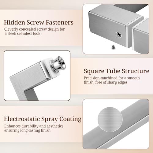 Glass Shower Door Handle,8-Inch Back to Back Shower Door Handle,Square Corner Glass Door Handle for 5/16" to 3/8" Thickness Glass, 304 Stainless Steel Shower Door Handles Replacement(Brushed Nickel） by AH.NDL - Used condition - Image 4