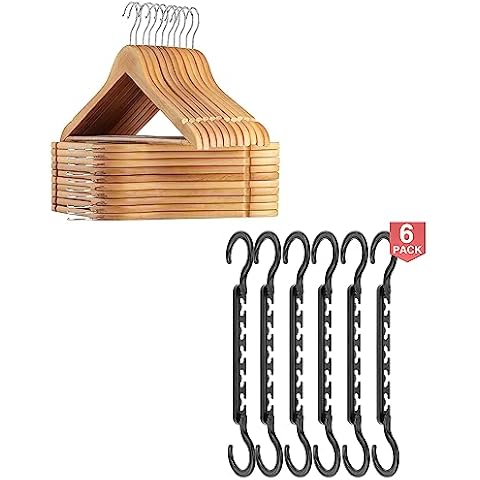 AMKUFO Wooden Hangers and 6 Closet Organizers Cover