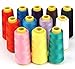 ilauke 12 X 1500M Overlock Sewing Thread Assorted Colors Yard Spools Cone 100% Polyester for Serger Quilting Drapery