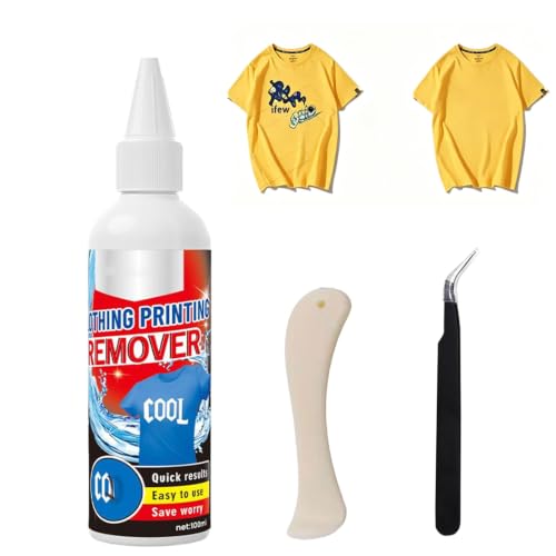 DTF Remover para Camisetas,Quita Adhesivos,Eliminador de Estampados de Ropa,Removedor Impresión,Removedor de Flocado Textiles,con Raspador y Pinzas,Perfecto para Eliminar Impresiones de Textiles
