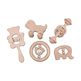 ★ BEBÉ MEJOR REGALO★ - Juguete para bebés, mordedor para bebés, juguetes para la dentición, mini aves, elefante, sonajero de madera, carrito de juguetes para perros, sonajero para osos.