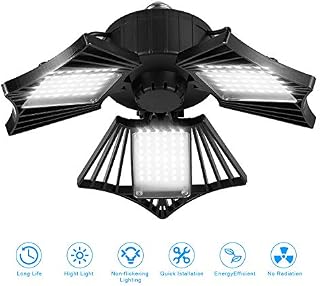80W LED Garage Lights, Deformable LED Garage Ceiling Lights with 3 Adjustable Wings