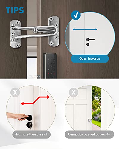 Hdajy 2Pcs Door Chain Lock, Upgrade Chain Locks For Inside Door, Be Used For Barn Door Latch, Locks For Doors Inside, Thicken Aluminium Alloy Satin Nickel. #TOP3
