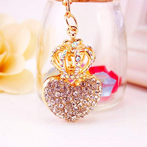 Cute Love Heart and Crown Shape Crystal Rhinestone Sparkling Keychain Bag Pendant Handbag Charm for Women Girls3