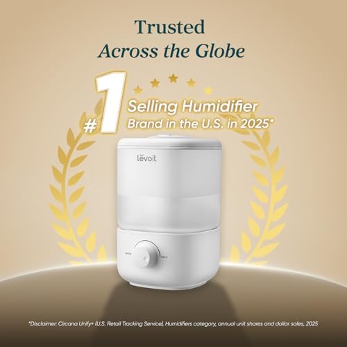 Levoit Top Fill Humidifiers for Bedroom, 2.5L Tank for Large Room, 28dB - 5