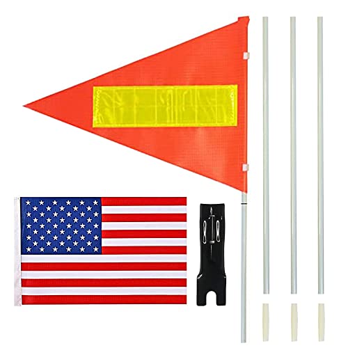 Fahrrad-Sicherheitsflagge mit Stange, 1 Sets, 1,8 m höhenverstellbar, stabiles Fiberglas, reißfest, wasserdicht, Orange Cover