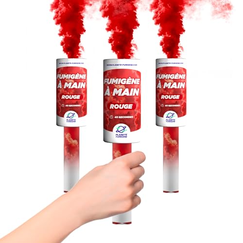 Fumigène torche à main rouge lot de 3 pour fête d'une durée de 45 secondes