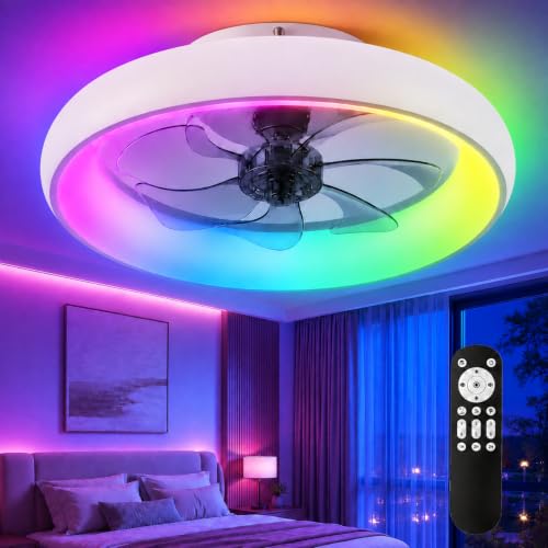 Garvee 20" Modern Round Ring RGB Ceiling Fan with Lights and Remote by Garvee - Used condition - US$58.99