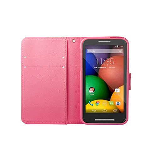 Dokpav® Motorola Moto E Teléfono Celular Cuero Funda, Ultra Delgada Fina Cubierta una Función Con Ranura Para Tarjetas Soporte Protección para Moto E Flip Case Cover de Cuero de la Piel PU Carcasa-colourful smile