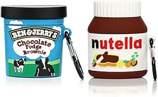TAOCHEN Cute Silicone Funny Case Compatible with AirPods 2 & 1 - Shockproof Protection Cartoon Design Cover [Bottled Beverage Series][2 Pack] (Ben-Jerry/Chocolate Sauce)