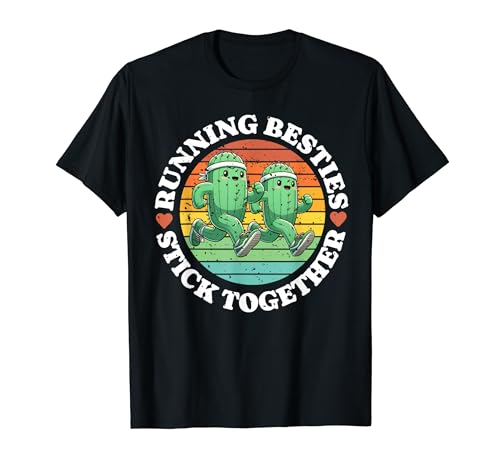 Running Besties Stick Together Cactus Matching Running Buddy T-Shirt