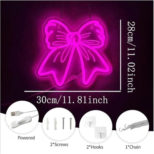 Lampe néon rose avec technologie LED basse consommation forme nœud