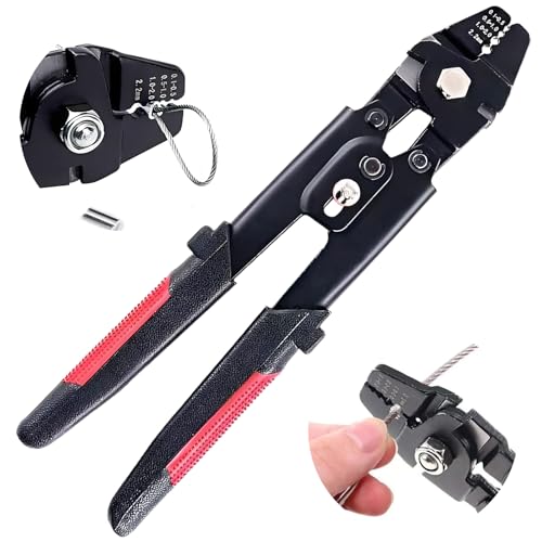 Wire Rope Crimping Tools, Crimping Pliers Sleeves, 0.1-2.2mm Ferrule Crimping Tool Swager Wire Crimper Cutters, for Fishing Hanging Wire Fencing
