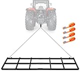 Ixidelu Heavy Duty Garden Tool Set for ATV/UTV/Tractor/Mower – Multi-Surface Steel Drag Harrow & Driveway Grader – Adjustable Width & Weight, Chains, 4 Safety Belts