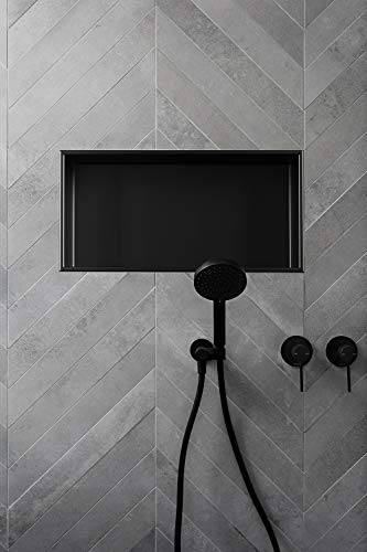 Shower Niche - No Tile Needed 24" X 12" Powder Coat Black Recessed Single Shelf Organizer – Best Modern In Wall Bathroom Accessory For Shower Or Tub Storage | Nook Insert Holds Soap Bottles Toiletries #TOP1
