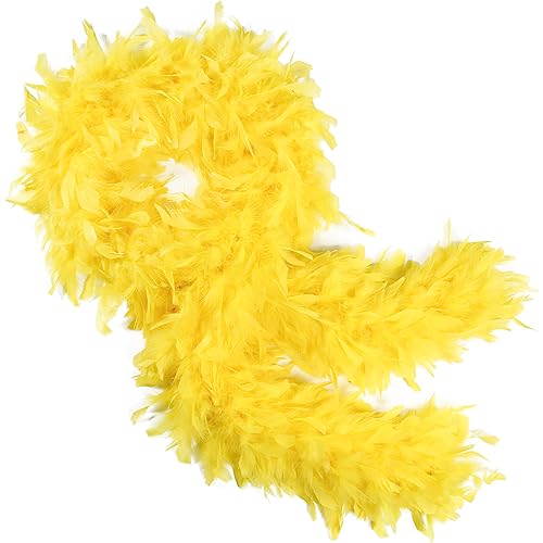 THARAHT Yellow Chandelle Turkey Feather Boa 2 Yards 40g for DIY Craft Home Dancing Wedding Party Halloween Costume Decoration Feather Boa