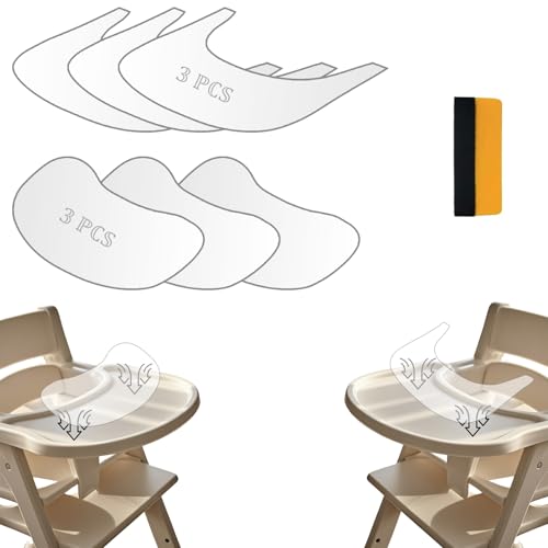 Image of BabyGrip Suction Sticker Set (6 Large Sheets) - PVC Surface Grips for High Chair, Tray & Table | 34x39cm U‑Shapes & 20x39cm Arcs | for Stokke Tripp Trapp Tray | Waterproof, Residue‑Free, Strong Hold