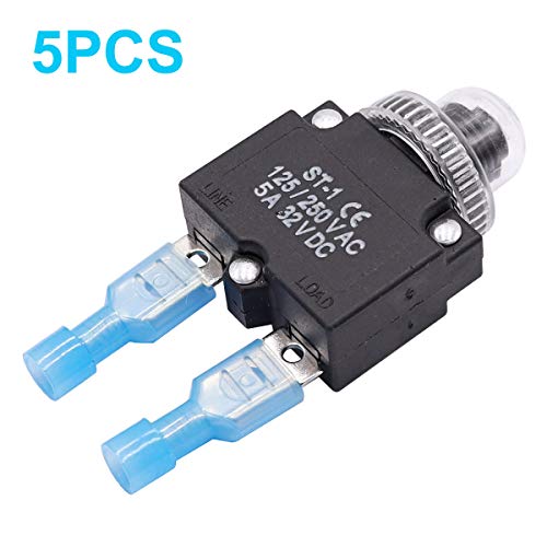 Mxuteuk CAST1-5-5A 5Pcs 5Amp Circuit Breakers Push Button Manual Reset 125/250V Ac 32V Dc,Overload Protector Switch Thermal Circuit Breakers thumb #2