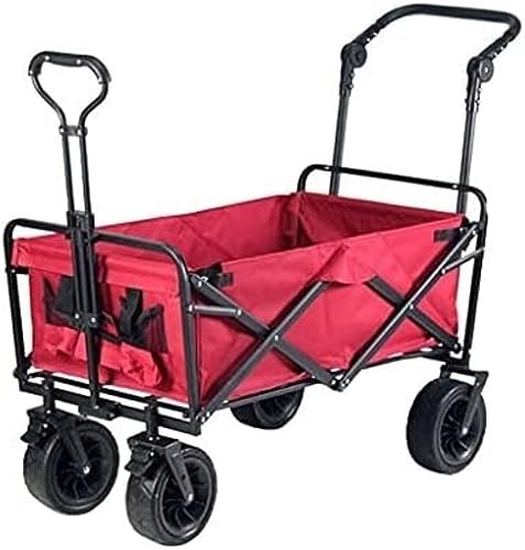 Carro De Playa Carrito Playa Carro De Mano Plegable para Uso General Al Aire Libre con Frenos, Camión Utilitario para Jardín Al Aire Libre Camping Carro Playa Plegable(Rot)