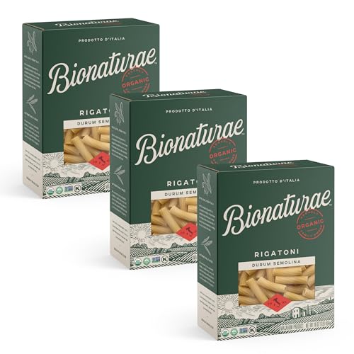 Bionaturae Rigatoni Pasta Noodles - Durum Semolina Pasta, Kosher, High