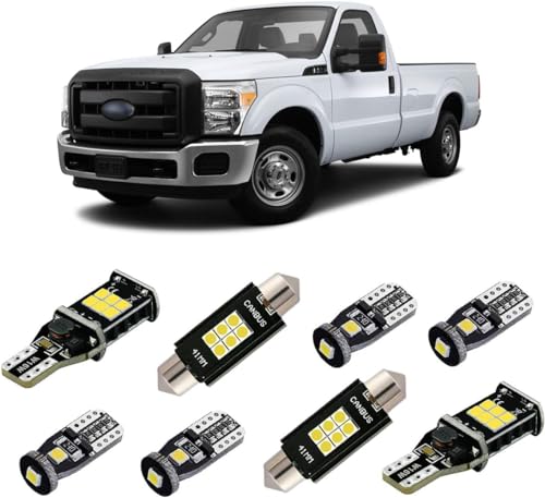 iBrightstar Super Bright Canbus LED Bulbs Package Kit Accessories Replacement for F-250 F-350 1999-2016 Interior Lights + License Plate Lights + Cargo Lights + Door Courtesy Lights, Xenon White