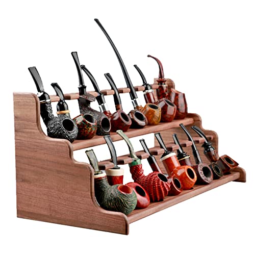 Wooden Tobacco Pipe Stands - Handmade 16 Pipe Holder Holder - For Cigar Tobacco Decorative Display Stand Adults Men Male Or Female #TOP3