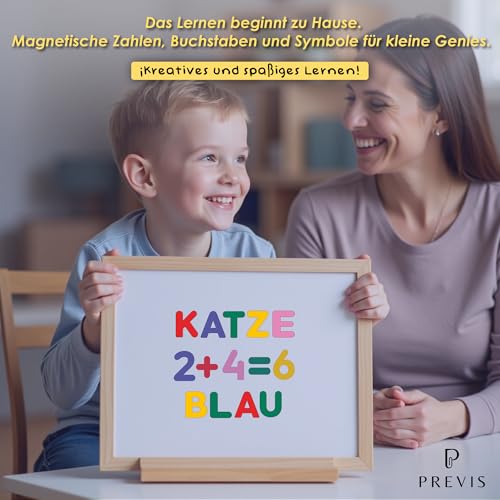 PREVIS Magnetische Buchstaben und Zahlen für Kinder - 74 Teile Lernspiel - Buchstaben Magnete - Kühlschrankmagneten für Kinder - Magnetbuchstaben / +3 Jahre