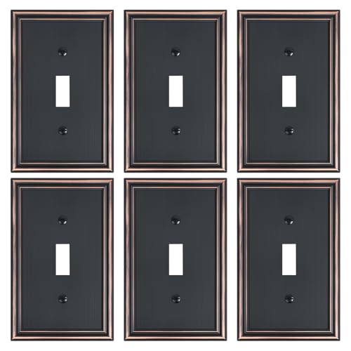 6-Pack Single Toggle Light Switch Cover Plate, Durable Solid Zinc Alloy Decorative Switch Plate Covers, Aged Bronze 1 Gang Wall Plate, Corrosion Resistant by treewell - Used condition - US$18.80