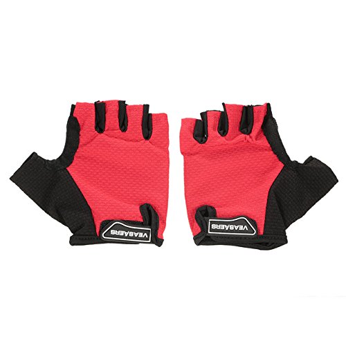 Red, L VEASAERS Cycling Gloves Half Finger Bicycle Gloves Bike