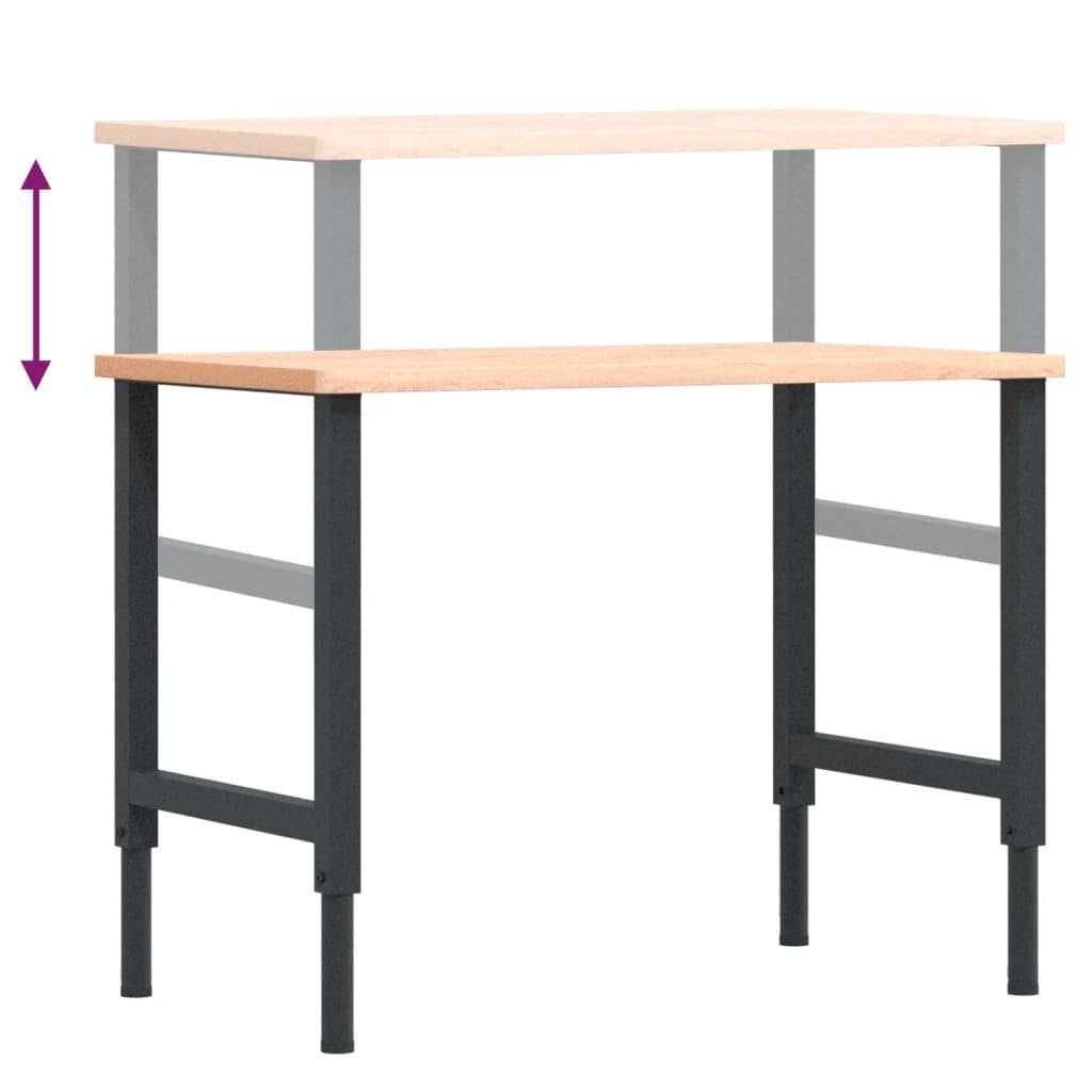 vidaXL Banco da Lavoro 100x60x(71,5-98) cm Legno Faggio Rettangolare, tavolo da lavoro, postazione da lavoro, banco da lavoro in metallo