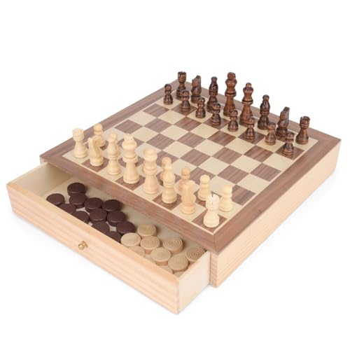 Toyrific 2 in 1 Board Games Chess Set and Draughts Board Games, Traditional Game for Kids & Adults