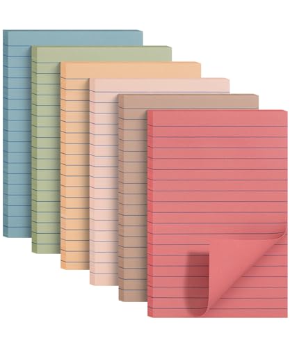 Mr. Pen- Lined Sticky Notes 4x6, 6 Pads, 60 Sheet/Pad, Vintage Colors, Colorful Sticky Notes with Lines, Sticky Note Pads, Mr Pen Sticky Notes, Stocky Notes for Bible Journaling
