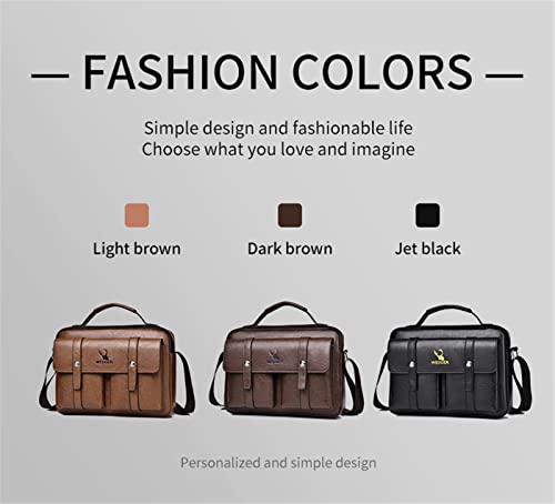 WEIXIER Bolsas de ombro masculinas de couro bolsas tote (marrom escuro)