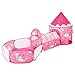 SONGMICS Tenda da Gioco 3 in 1, Tenda Pop Up per Bambini, con Casetta Tunnel e Piscina di Palline, a Tema Unicorno, Idea Regalo per Compleanno, Rosa LPT701P01