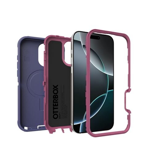 Image of OtterBox iPhone 16 Pro Max (Only) Defender Series MagSafe Case - Regatta Rose (Purple & Pink) - Built-in Magnets - Screenless - Rugged & Durable - with Port Protection
