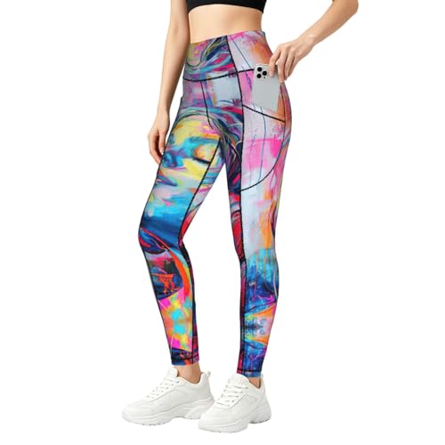Leggings con estampado musical con bolsillos pantalones elásticos mujer ropa para clima