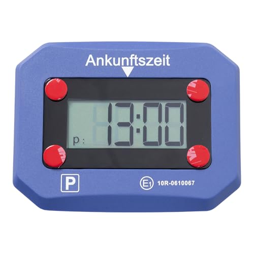EUROtops Elektronische Parkscheibe - Elektromechanische Parkuhr mit Zulassung, inkl. beleuchtetem Display, SOS-Lichtfunktion & automatischer Zeiterkennung - KFZ-Innenzubehör