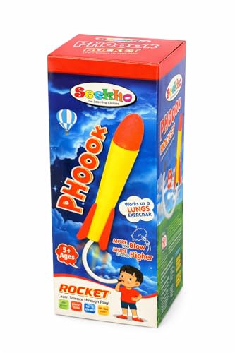 Image of STYLERA Seekho Phoook Rocket STEM Science Educational Toy, Air Powered Blow Launcher, Soft Foam, Lung Exerciser, for Kids Age 5+