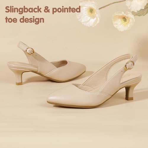 Image of PANDANINJIA Girls Dress Shoes Kitten Heels Sandals Closed Pointed Toe Slingback Flower Girl Little Big Kid Wedding Party School Pumps Shoes
