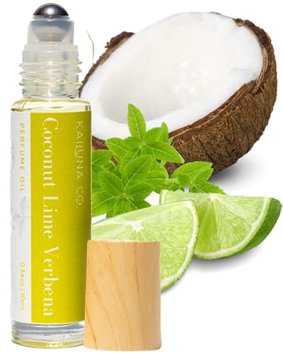 Kailuna Co. Coconut Lime Verbena Delicious Natural Pure Essential and Fragrance Oil Perfume Roll On with Organic Jojoba Oil, Eau de Toilette, Small-Batch, Alcohol Free, Handmade in California