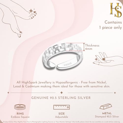 92.5 Sterling Toe Ring for Adjustable Contemporary Style Lovely - Embo..