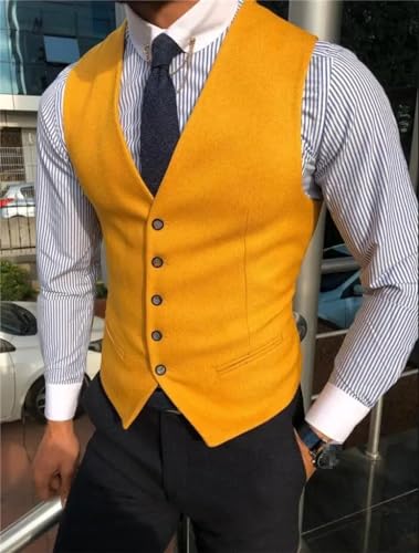 Men Vest Classic Cotton Blended Slim Fit Formal Suit Waistcoat Busoness Vest4