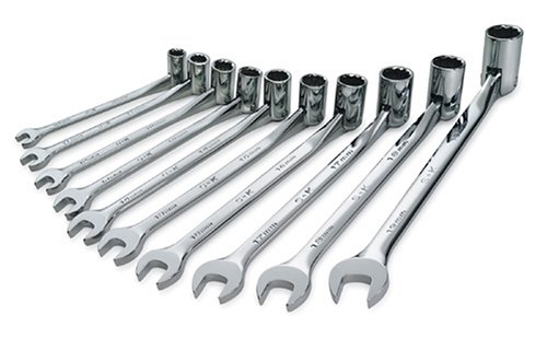 Buy 1 get 1 🔥 SK Professional Tools 86142 10-Piece 12-Point Metric Flex Combination Wrench Set - SuperKrome Finish, Set of 10 Chrome Wrenches Made in USA