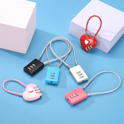 Candado de cable de 3 dígitos PATIKIL plateado con cuerda de acero de 19.7 pulgadas en pack de 2 6