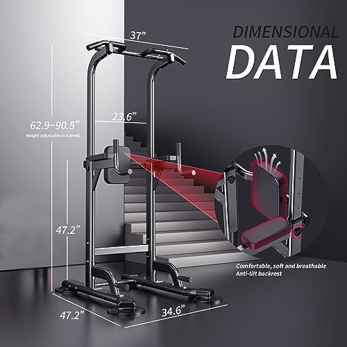 image for K KiNGKANG Power Tower Adjustable Height Pull Up & Dip Station Multi-F
