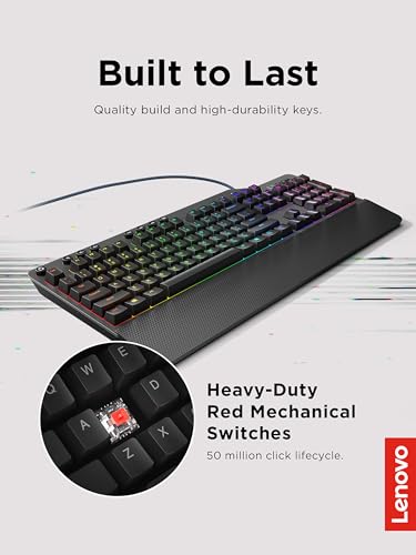 GY40T26478 Legion K500 RGB Mechanical Gaming Keyboard, 3 Zone Full-Size Keyboard, 7 User Programmable Hot Keys; 16.8 Million Colors, 50 Million-Click Red Mechanical Keys, Detachable Palm Rest - Tastiera gaming - Immagine 3
