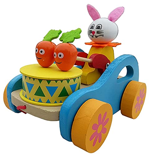 Elburs Wooden Pull Along Rabbit Toy Car Walking Vehicles with Attached String for Toddlers Kids Multicolor (B095NBWVGL) Amazon Price History, Amazon Price Tracker