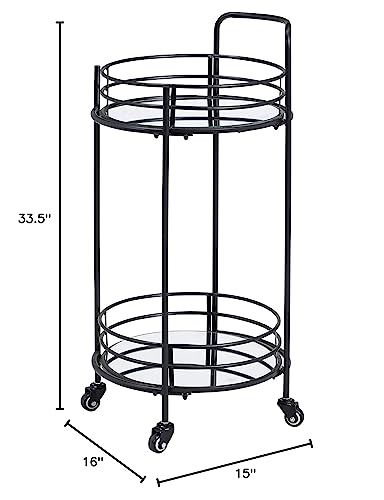 Firstime & Co.® Black Joliet Round Bar Cart, American Designed, Black, 16 X 16 X 33.5 Inches #TOP5